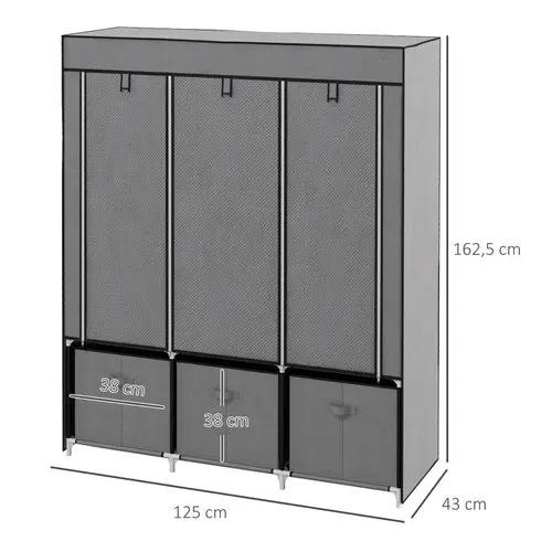 Armoire Penderie Tissu Carlo Grise