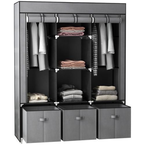 Armoire Penderie Tissu Carlo Grise