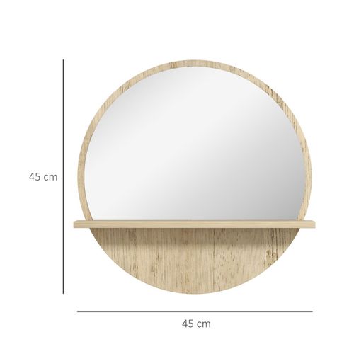 Miroir Rond étagère Jenna Bois 45cm