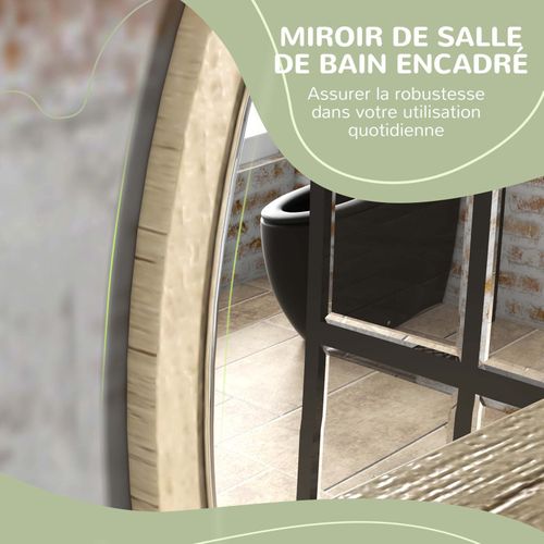 Miroir Rond étagère Jenna Bois 45cm