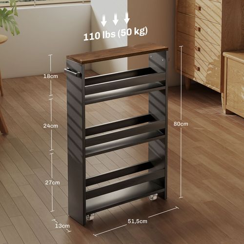 Desserte Chariot à Roulettes Cookie Noir