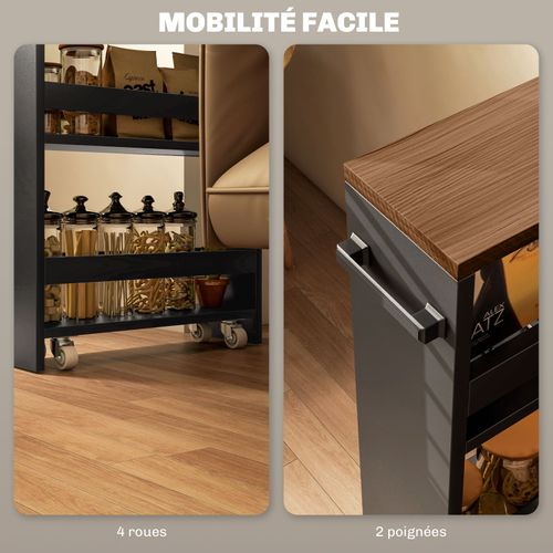 Desserte Chariot à Roulettes Cookie Noir