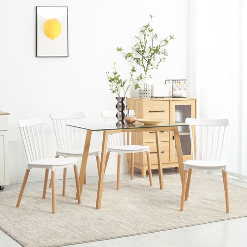 Lot De 4 Chaises Stanny Blanc Et Bois