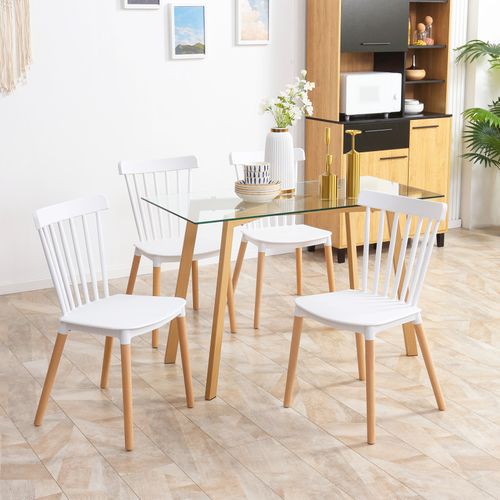 Lot De 4 Chaises Stanny Blanc Et Bois