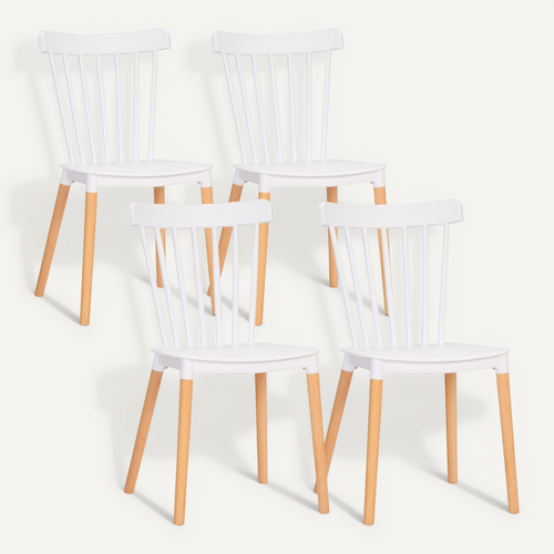 Lot De 4 Chaises Stanny Blanc Et Bois