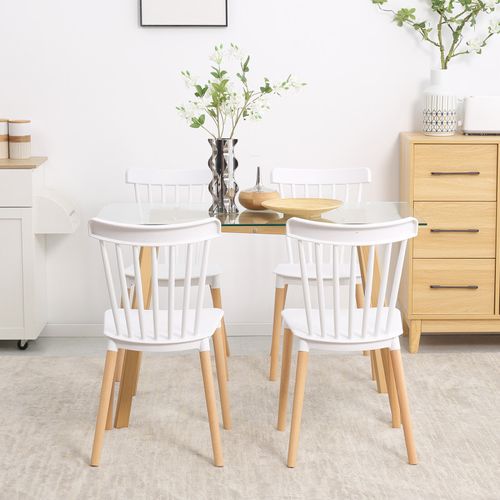 Lot De 4 Chaises Stanny Blanc Et Bois