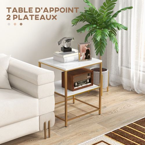 Table D’appoint étagère Odda Blanc Et Or