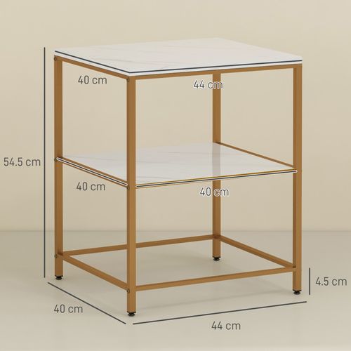Table D’appoint étagère Odda Blanc Et Or
