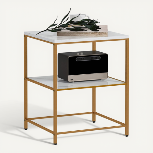Table D’appoint étagère Odda Blanc Et Or