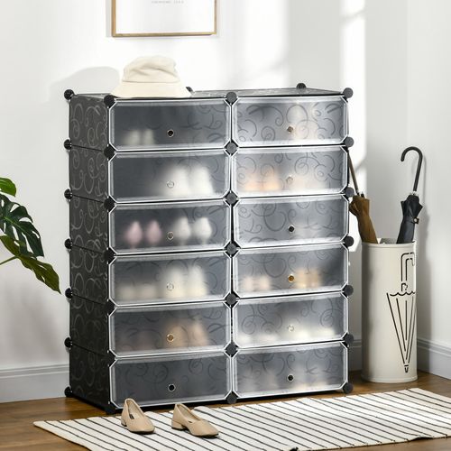 Meuble à Chaussures Modulable Paola Noir Et Blanc