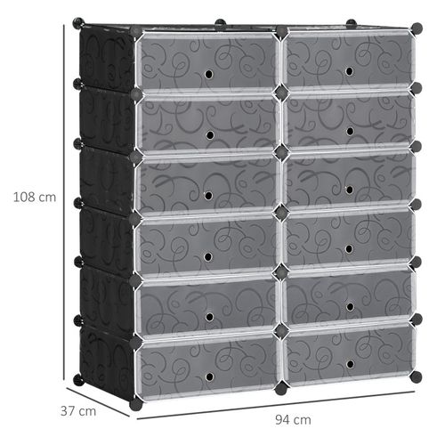 Meuble à Chaussures Modulable Paola Noir Et Blanc