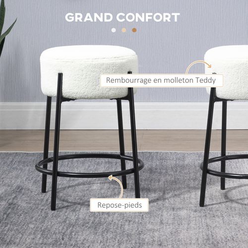 Lot De 2 Tabourets De Bar Tabouret De Bar Milan Noir Et Blanc