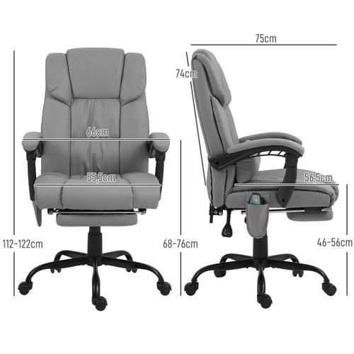 Fauteuil De Bureau Direction Massant Inclinable Réglable Gris