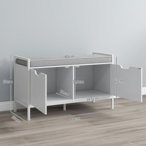 Banc à Chaussures Avec 2 Placards Et Coussin