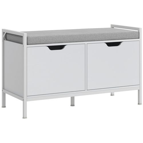 Banc à Chaussures Avec 2 Placards Et Coussin