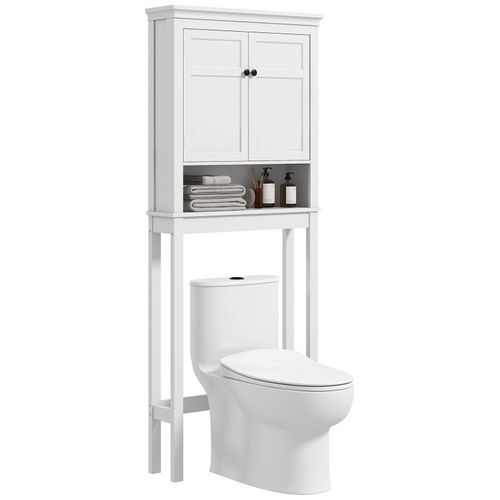Meuble Wc Meuble Dessus Toilettes Style Classique Chic 2 Portes étagère Niche Blanc