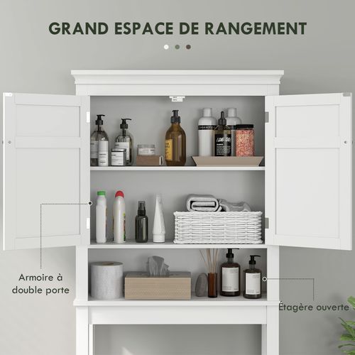 Meuble Wc Meuble Dessus Toilettes Style Classique Chic 2 Portes étagère Niche Blanc