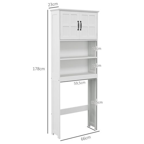 Meuble Wc Dessus De Toilette Style Classique Chic 2 Portes 2 étagères Blanc