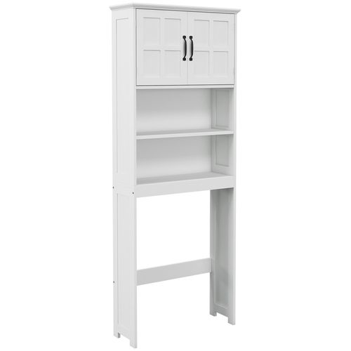 Meuble Wc Dessus De Toilette Style Classique Chic 2 Portes 2 étagères Blanc