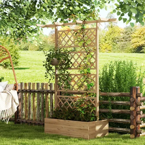 Jardinière Avec Treillis Pergola Bois Sapin Pré-huilé