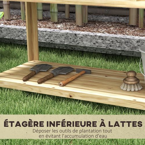 Jardinière Sur Pied - Séparateur Amovible, étagère - Bois Sapin Autoclave