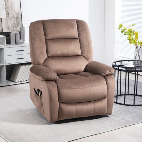 Fauteuil Releveur Massant Chauffant Inclinable Effet Velours Marron