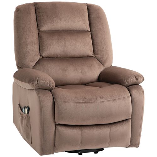 Fauteuil Releveur Massant Chauffant Inclinable Effet Velours Marron