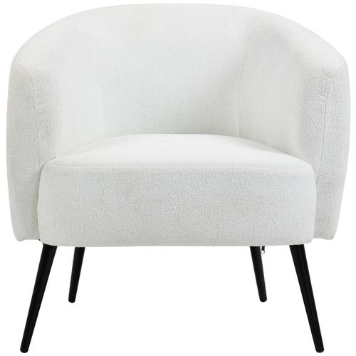 Fauteuil Lounge Design Effet Laine Bouclée Blanc Cassé