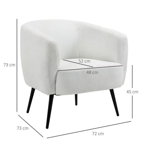 Fauteuil Lounge Design Effet Laine Bouclée Blanc Cassé