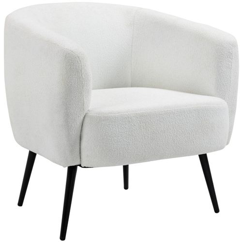 Fauteuil Lounge Design Effet Laine Bouclée Blanc Cassé