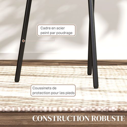 Lot De 2 Chaises Style Vintage Acier Noir Dossier Ovale Aspect Rotin Assise Tissu Gris