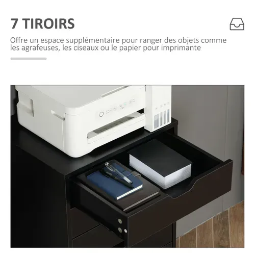 Caisson Bureau 7 Tiroirs - Dim. 47,5l X 39,5l X 90h Cm