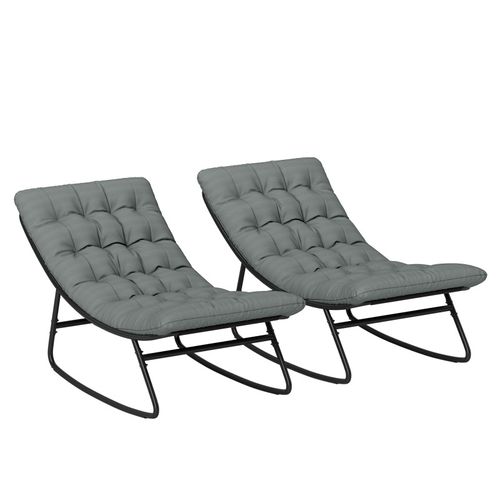 Lot De 2 Chaises à Bascule Avec Matelas Sophy Gris Et Noir