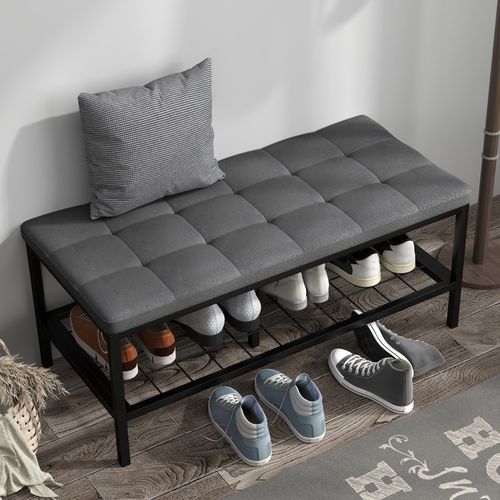 Banc à Chaussures Braky Gris Et Noir
