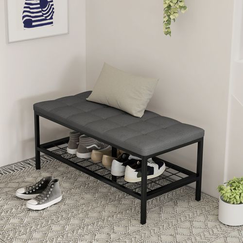 Banc à Chaussures Braky Gris Et Noir