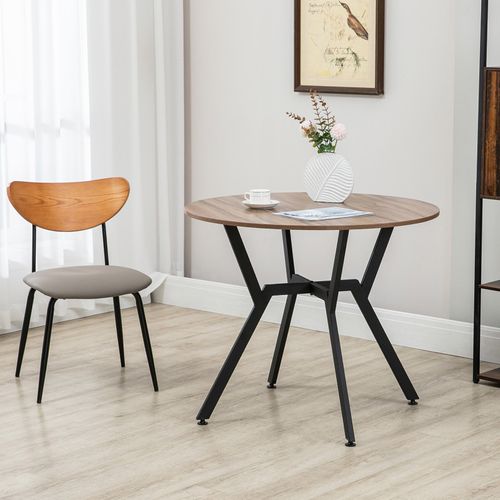 Table Ronde Design Endson Noir Et Aspect Noyer