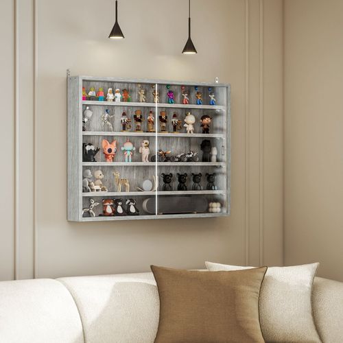 Vitrine Murale 2 Portes Verre Mamine Grise