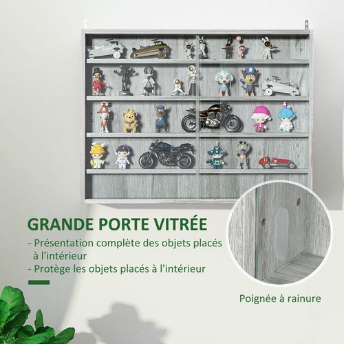Vitrine Murale 2 Portes Verre Mamine Grise