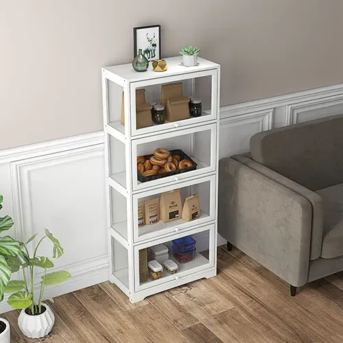 Vitrine Colonne Acrylique 4 Niveaux Liora Blanc