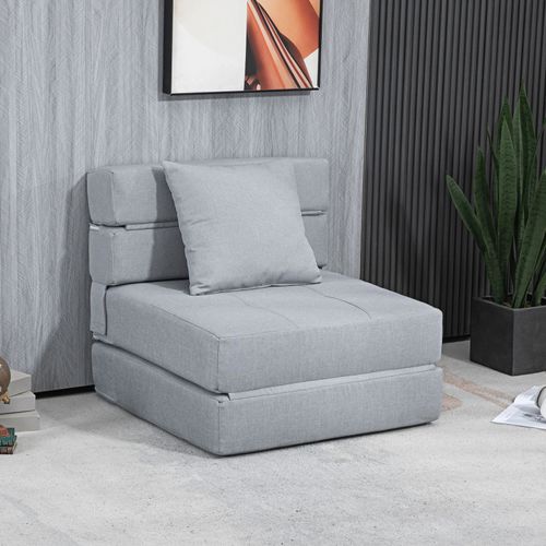 Fauteuil Chauffeuse Convertible Melya Gris Clair