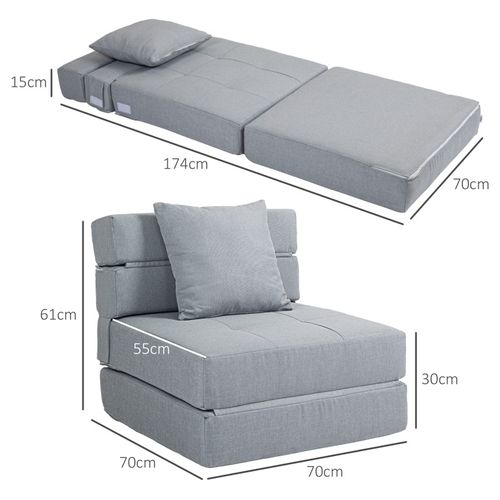 Fauteuil Chauffeuse Convertible Melya Gris Clair