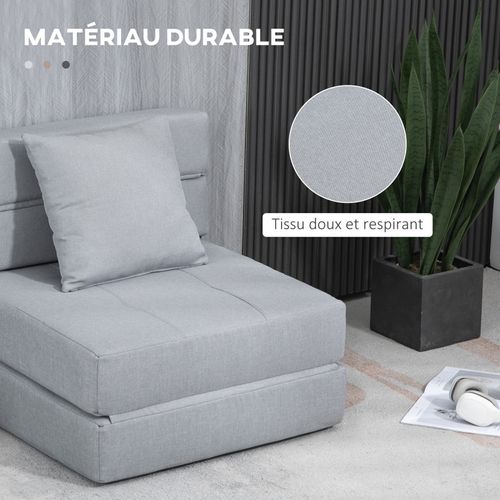 Fauteuil Chauffeuse Convertible Melya Gris Clair