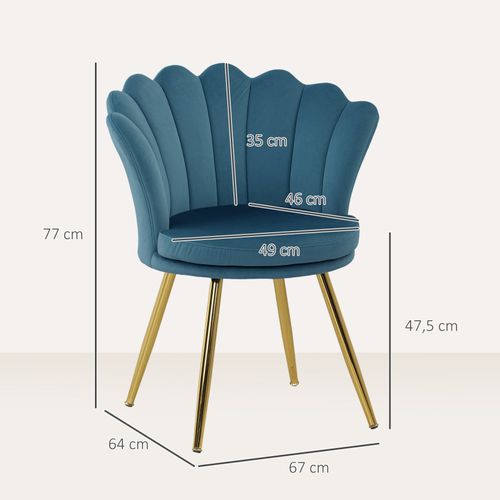 Chaise Design Coquillage Giulietta Velours Bleu