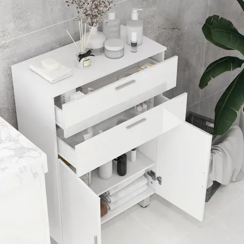 Meuble Bas Salle De Bain Renato Blanc Laqué