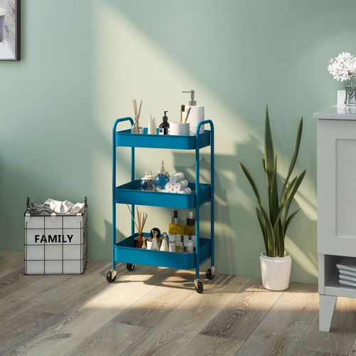 Desserte De Cuisine Style Néo-rétro Aldo Acier Bleu Foncé