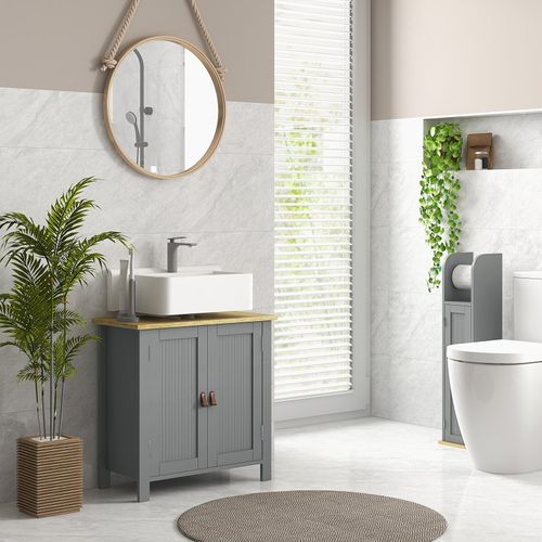 Meuble Sous-vasque Sur Pieds 2 Portes Cosimo Bois Clair Et Gris