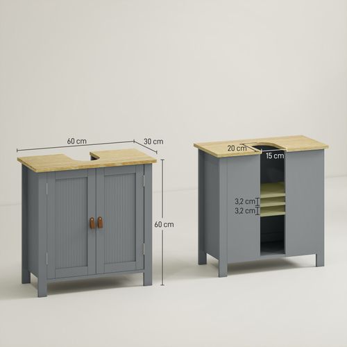 Meuble Sous-vasque Sur Pieds 2 Portes Cosimo Bois Clair Et Gris