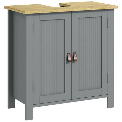Meuble Sous-vasque Sur Pieds 2 Portes Cosimo Bois Clair Et Gris