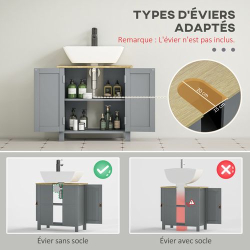 Meuble Sous-vasque Sur Pieds 2 Portes Cosimo Bois Clair Et Gris