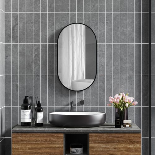 Miroir Mural Ovale 40l X 70h Cm Iris Noir